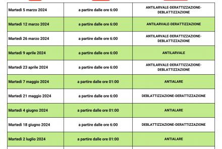 CALENDARIO DI INTERVENTI DI SANIFICAZIONE AMBIENTALE 2024 NOVOLI